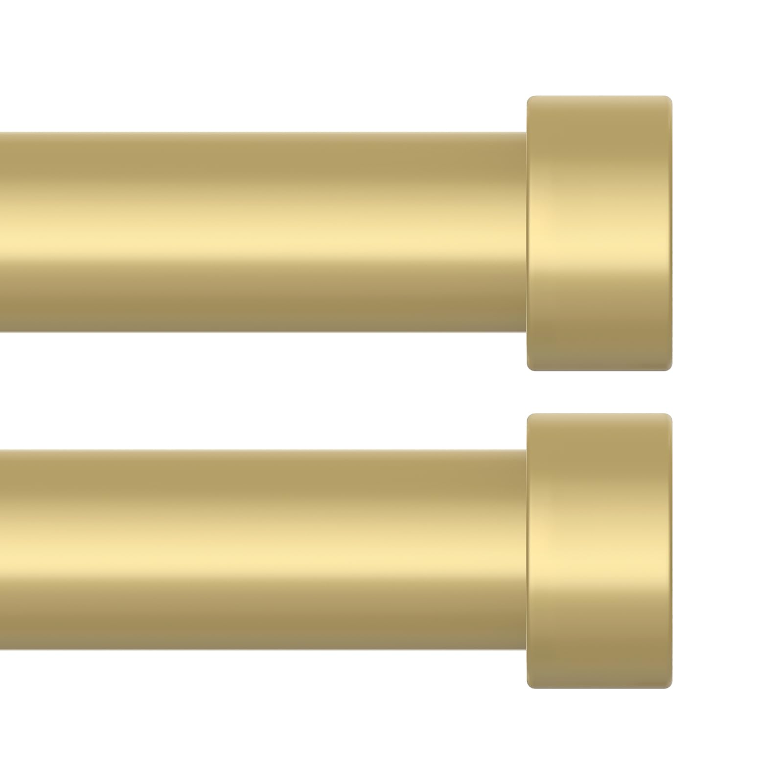 OLV 2 Pack Gold Curtain Rods for Windows 48 to 84 Inch, 1'' Modern Easy Install Adjustable Curtain Rod with End Cap Design, Heavy Duty Single Decorative Drapery Pole for Living Room, Bedroom, Kitchen