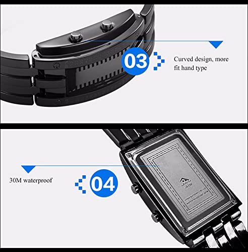 Image of ADSBIAOYE Men's and Women's Watches Fashion Creative Double Matrix Binary LED Waterproof Stainless Steel Watch