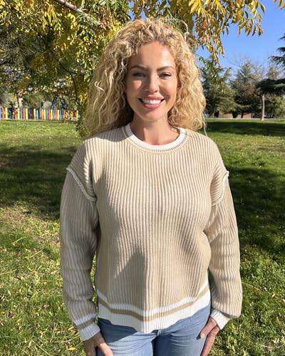 Image of ZAFUL Womens Oversized Sweaters 2025 Cable Knit Chunky Sweater Long Sleeve Crewneck Pullover Loose Outfits