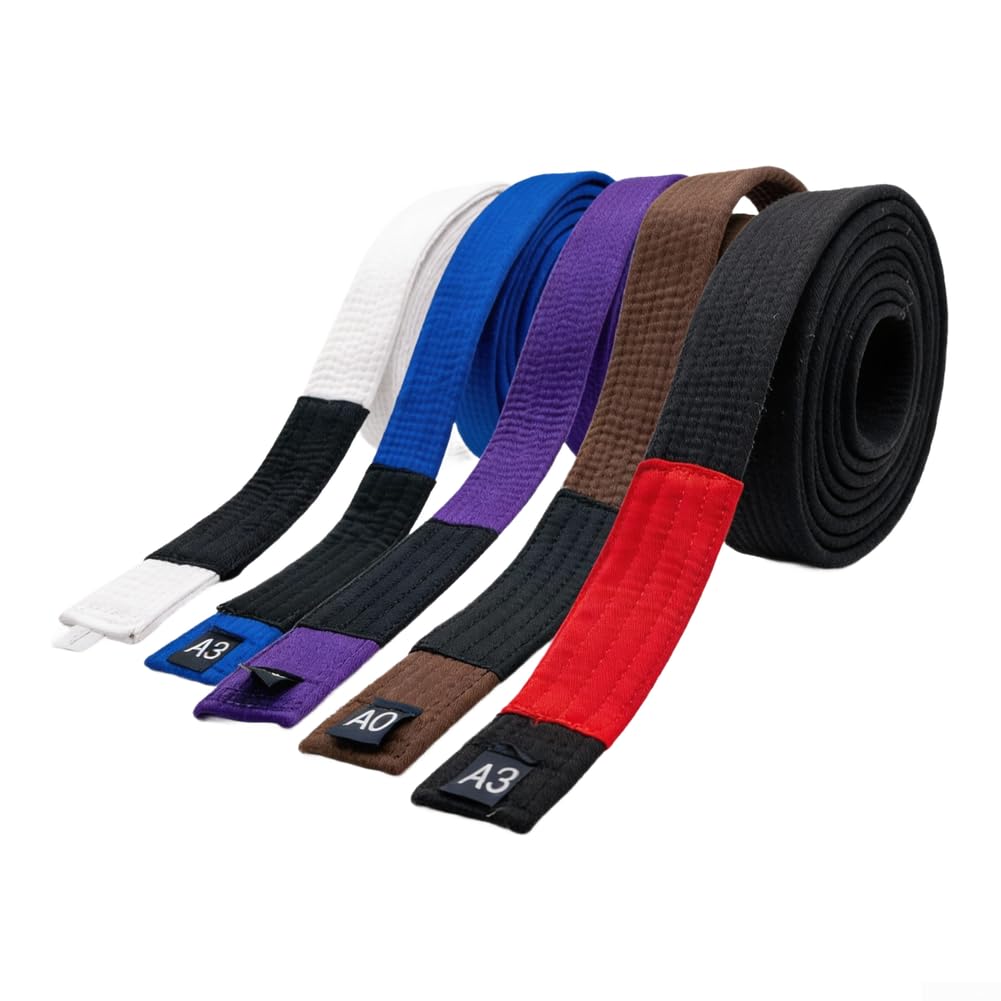 Ceinture de jiu-jitsu brésilien Mat-Durable avec coutures renforcées et bande de classement clairement définie pour une utilisation régulière (A 2 Blanc)