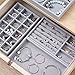 STYLIFING 4 in 1 Jewelry Organizer Trays, Stackable Velvet Jewelry Tray for Drawers Ring Earring Necklace Bracelet Storage Box(Grey)