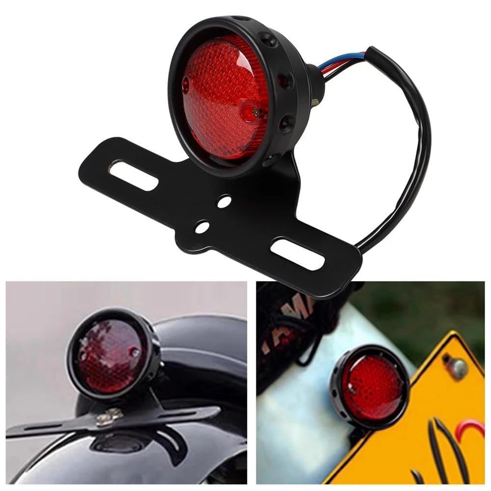 Luce di stop posteriore for motocicletta, retro, a LED, rossa, con supporto for targa, adatta for Harley, adatta for Honda, adatta for Suzuki, adatta for Chopper e Bobber.