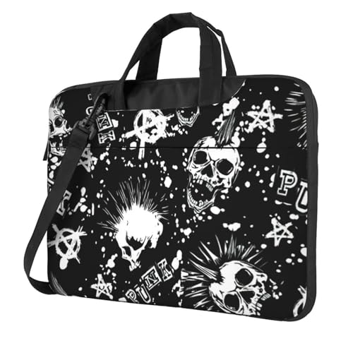 Sac pour ordinateur portable crâne punk blanc sacoche bandoulière housse PC portable