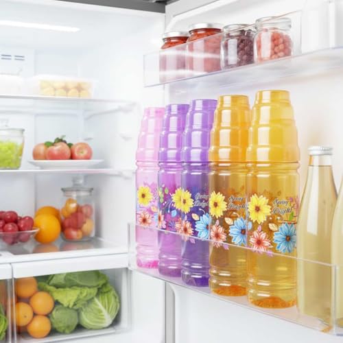 Image of RED WIND Unbreakable 1 Litre Floral Print Water Bottles | Pack of 3 | Multicolor | Leakproof Screw Cap | BPA-Free | Bottles for Fridge, Gym, Home, Office, School and Travel