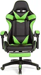 Cadeira Gamer Ergonômica Reclinável Giratória Confortável Com Apoio de Pe Cor:Verde