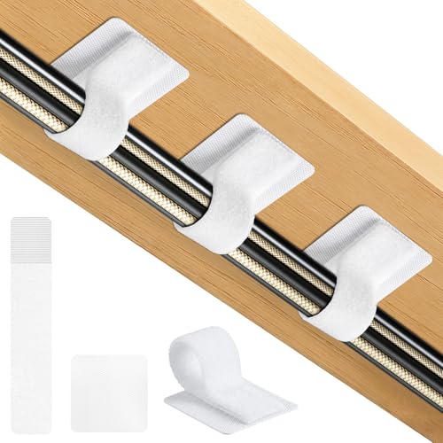 Image of Cable Management Under Desk, Znben Detachable Cable Straps Heavy Duty Hook and Loop Cable Ties Reusable 20 Pack White