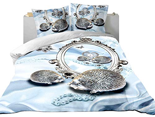 GEFFEN Set DE Housse DE Couette - Drap 3D - 107339 (200cm x 200cm - Bleu)