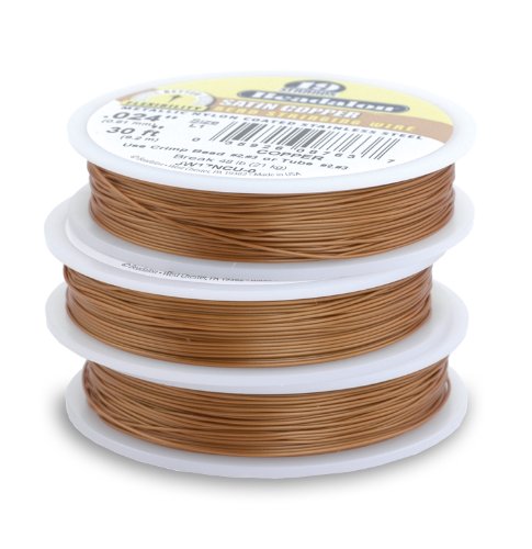 Beadalon Bead Stringing Wire - .015 in / .38 mm, Satin Copper, 100ft / 31m