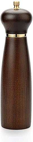 CAFFIA Molinillo de sal y pimienta de madera, molinillo manual de madera para sal, pimienta, agitadores recargables con rotor de acero al carbono de