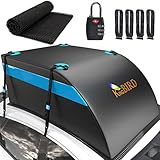 KING BIRD Aerodynamic Rooftop Cargo Carrier Bag, 20 Cubic Feet 100% Waterproof Car Top Carrier with Non-Slip Mat + 4 Door Hooks+Luggage Lock Fit All Vehicles with/Without Roof Rack