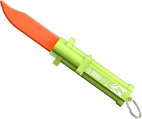 Cuchillo de hoja de plástico retráctil Daga de juguete retráctil ideal para Halloween Cosplay seguro truco juguete para diversión verde