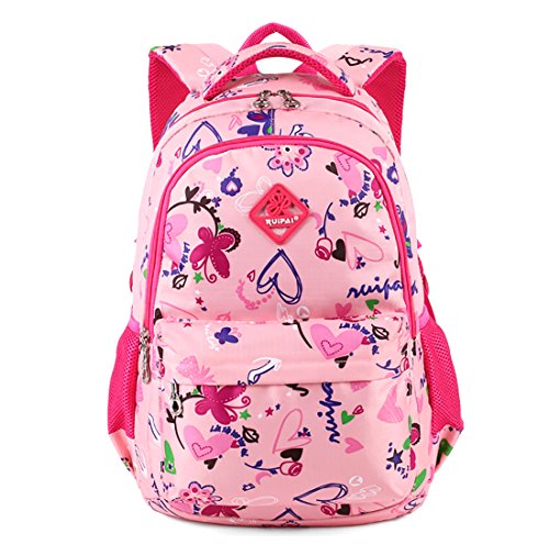 EssVita Colorido Estudiante Mochila Impermeable Primaria Bolsa de Escuela para Niños Polvo Rosas