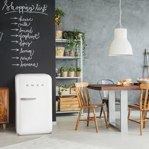 Image of Smeg FAB5 Retro Mini Fridge - 50s Style Compact Small Refrigerator, 1.2 cu ft, Automatic Defrost, LED Lighting, Adjustable Shelves- Made in Italy - Perfect for Home, Dorm, Office, Hotel -White