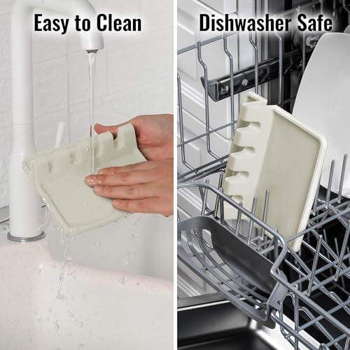 Image of Zulay Kitchen Silicone Utensil Rest with Drip Pad for Multiple Utensils - BPA-Free, Heat-Resistant Spoon Rest & Spoon Holder for Stove Top - Kitchen Utensil Holder for Ladles & Tongs - Gardenia