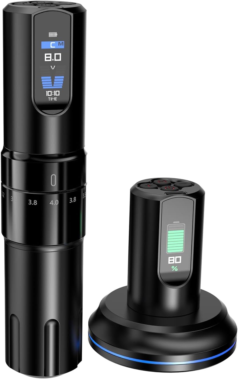 OG Dark Knight Rotary Tattoo Gun Machine with Adjustable Stroke,Wireless Tattoo Pen Machine with 2000mAh,Tattoo Machine Power LED Display Tattoo Equipment Supply for Professional Tattoo Artists