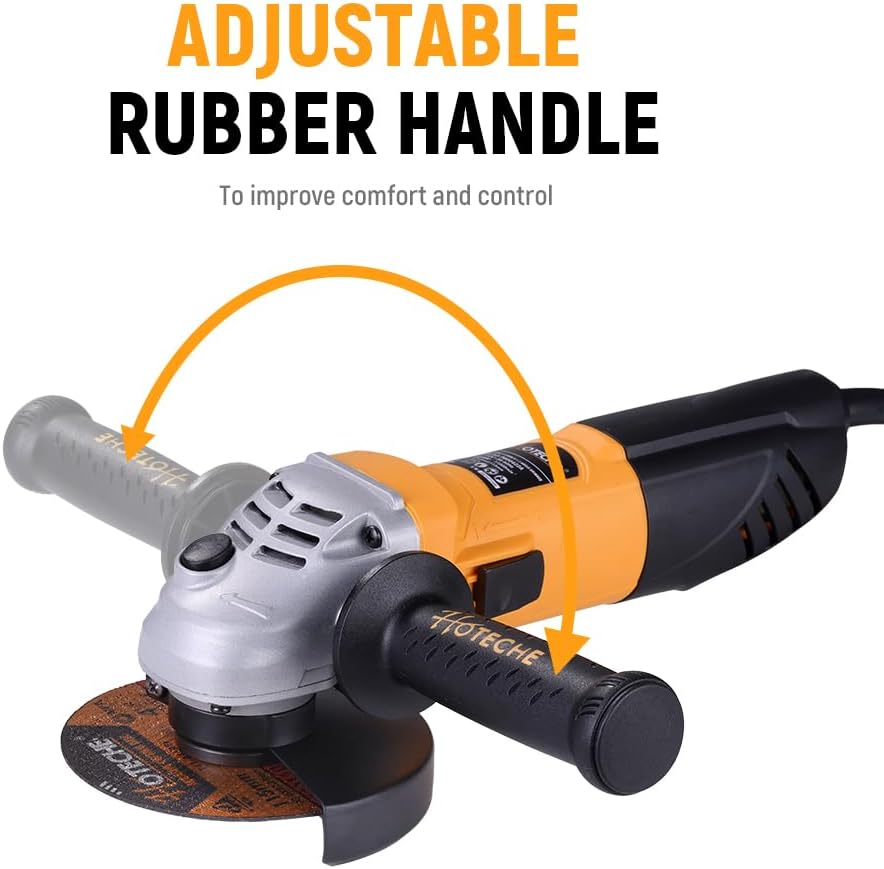 Hoteche 650W Angle Grinder, 115mm Grinder with 11000rpm, Yellow, Color Box Packaging