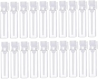 IFANLANDOR 100pcs Perfume Essential Oil Bottle Travel Cosmetic Containers Cologne Spray Bottle Toiletry Containers 1ml Perfume Sample Bottles Refillable Perfume Bottle Aromatherapy Vials Mini