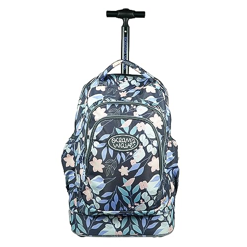 Ocean's Wave Ruedas y Mango Adaptable-5 Compartimentos-Diseño Maile Gris-Medidas 35 x 25 x 50 cm-35 litros, Mochila Escolar Unisex niños, Multicolor, 35 x 25 x 50