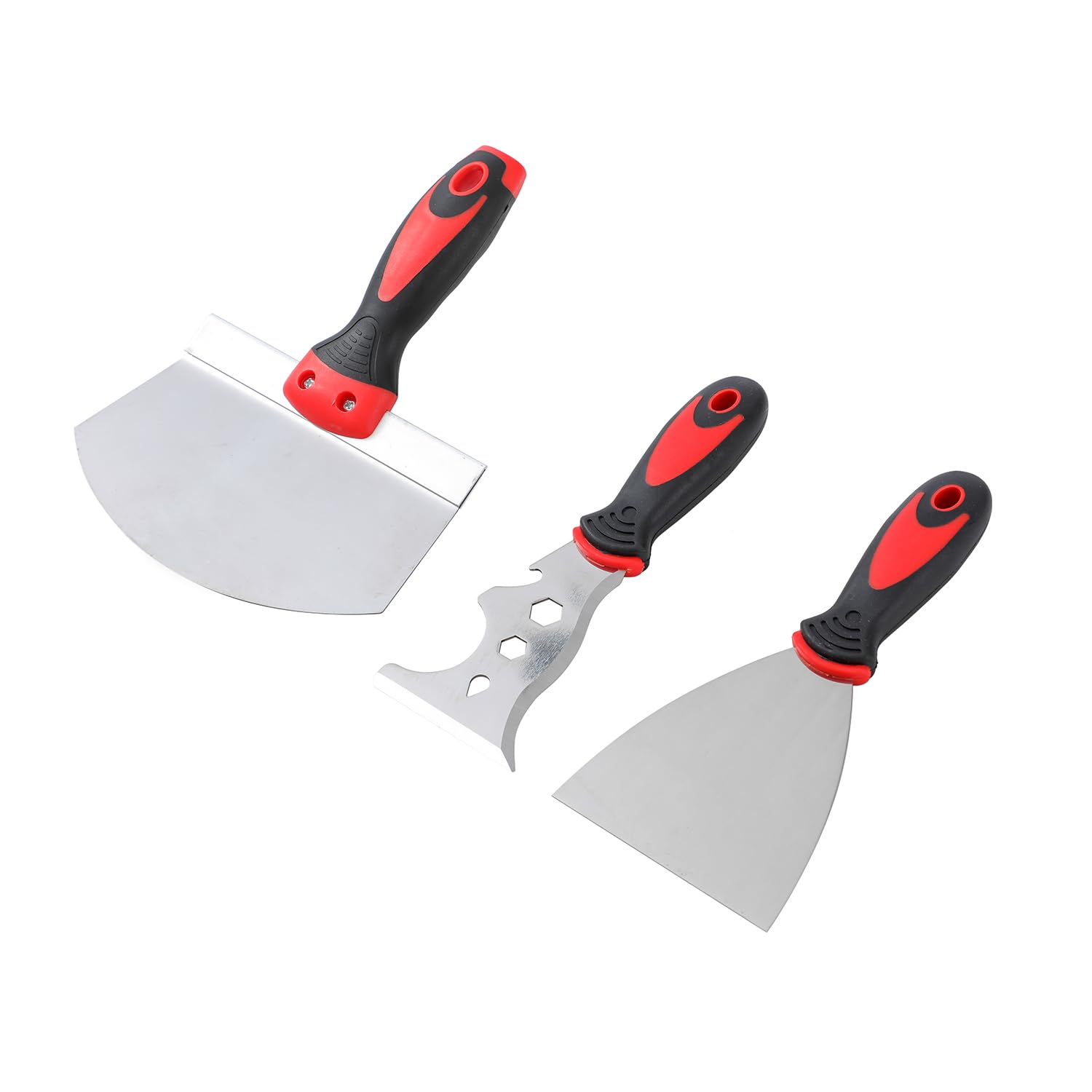 KATSU Tools Trockenbau-Klingen-Set, 8-teilig, 60 cm Skimming-Klinge + Aluminium-Verlängerungsstange + Farbroller + Spachtelmesser + Tapetenschaber + Schlammwanne, für Wandbrett, Deckenputz, 8 Stück