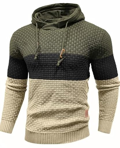 Genfien Sudadera con Capucha para Hombre Jersey con Capucha de Forro Deportiva Cuadros Jacquard de Punto Camisa de Entrenamiento Hoodie Casual Otoño Invierno | Ya disponible en tu tienda friki favorita! En mundofriki.es!