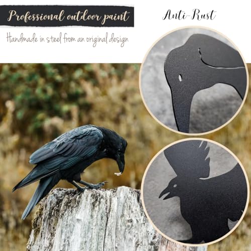 5-Count OULYDEKO Metal Raven Crow Fence Topper Garden Statues (Black) - image 6