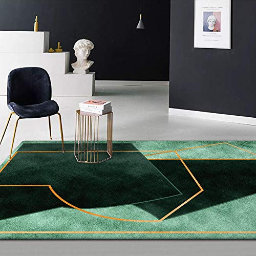 Rug Living Room Washable Bedroom Decor Carpet Indoor Large Floor Rugs Decorative Rug Bedroom Modern Geometric Green 80 x 160 cm