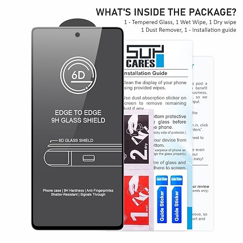 Image of SupCares Tempered Glass for iQOO 13 5G (6.82 Inch) With Installation Kit | 9H Edge to Edge Screen Protector | Black