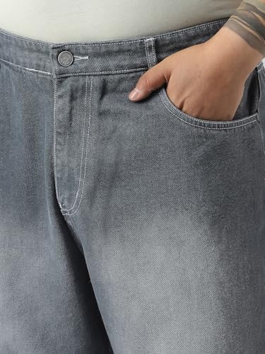 Image of Urbano Plus Men's Loose Baggy Fit Washed Jeans Non-Stretchable