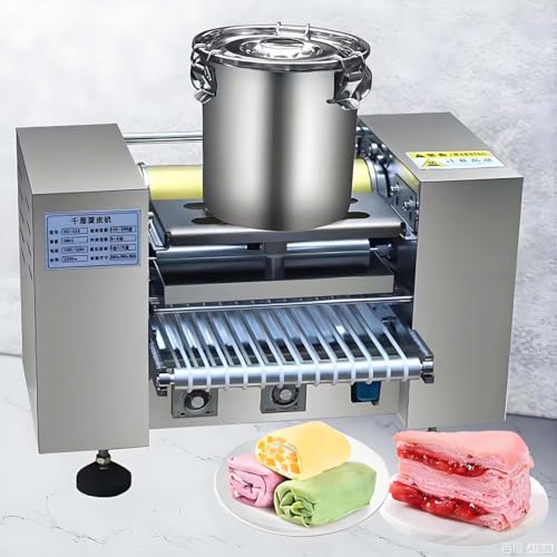 Máquina automática de crepé para uso comercial, grosor y diámetro ajustables, ideal para hacer postres multicapa