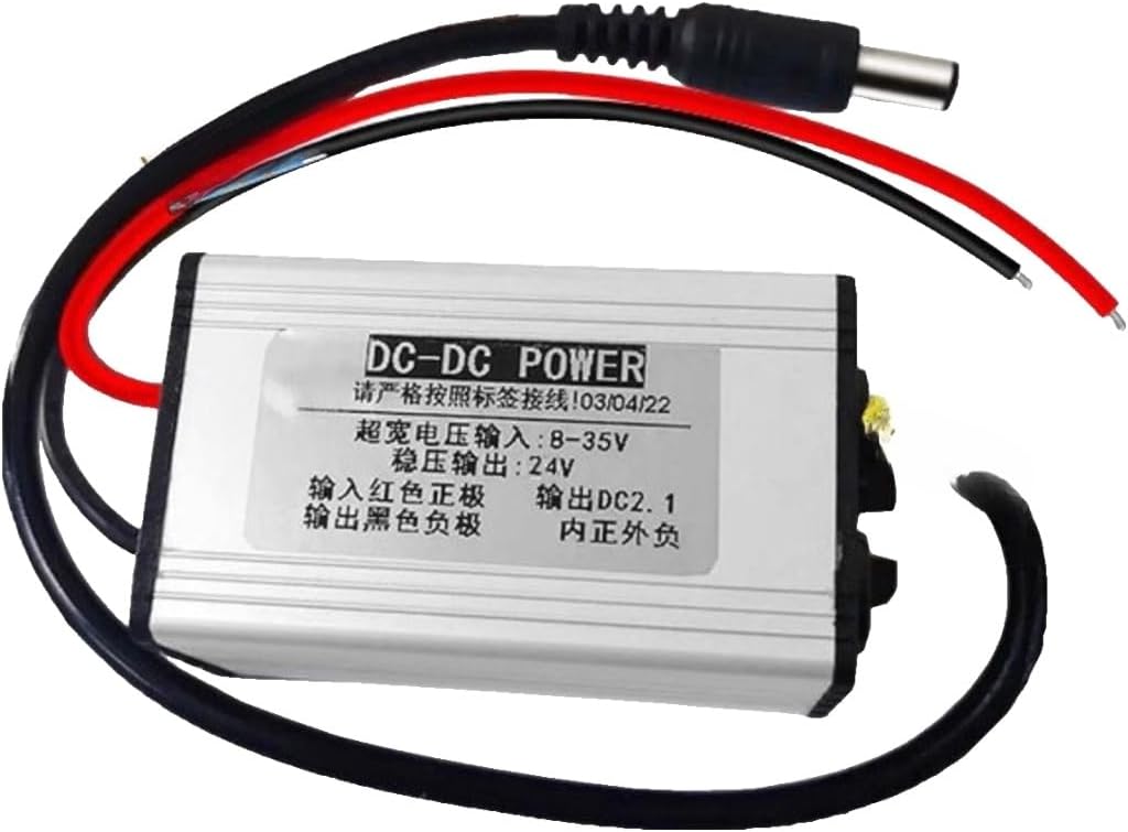 12V stabilized Voltage Surveillance Camera Lens Power Converter Automotive 24V to Step-Down Module(8-35V to 24V 1A DC Connector)