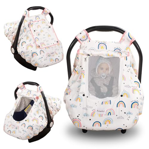 Image of Car Seat Cover Baby, Minky Baby Car Seat Cover, 3 in 1 Carseat Sover for Winter, Winter Carseat Cover for Baby with Storage Bag…
