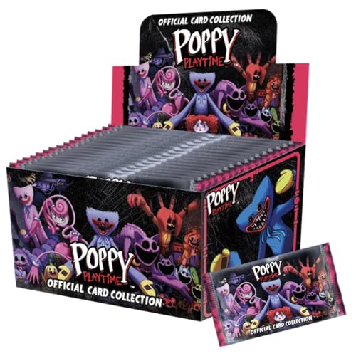 Funky Box Poppy Playtime Sammelkarten komplette Box 24 Boosterpacks mit insgesamt 120 Karten sucht nach den seltenen Goldenen und Smaragden von Huggy Wuggy und Catnap für Sammler