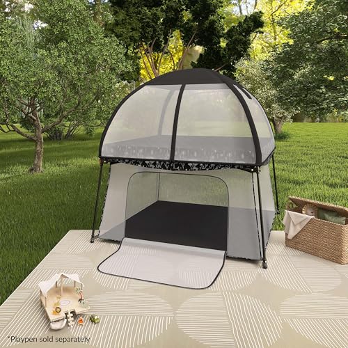 Image of Dream On Me Ziggy Canopy - Black /White, Compatible with Ziggy Square Playpen, UV, Rain & Bug Protection, Foldable & Travel-Friendly