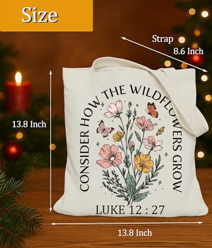 Image of Aesthetic Christian Gifts Tote Bag for Church, Religious Tote Bag for Bible Study, Medium Size with Inner Pocket