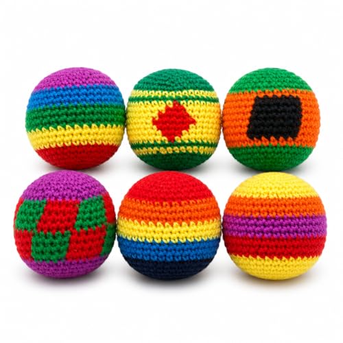 Balle de jonglage en tricot coloré pour s'amuser au jardin en famille
