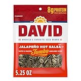 DAVID SEEDS Roasted and Salted Jalapeño Hot Salsa Jumbo Sunflower Seeds, Keto Friendly, 5.25 oz, 12 Pack