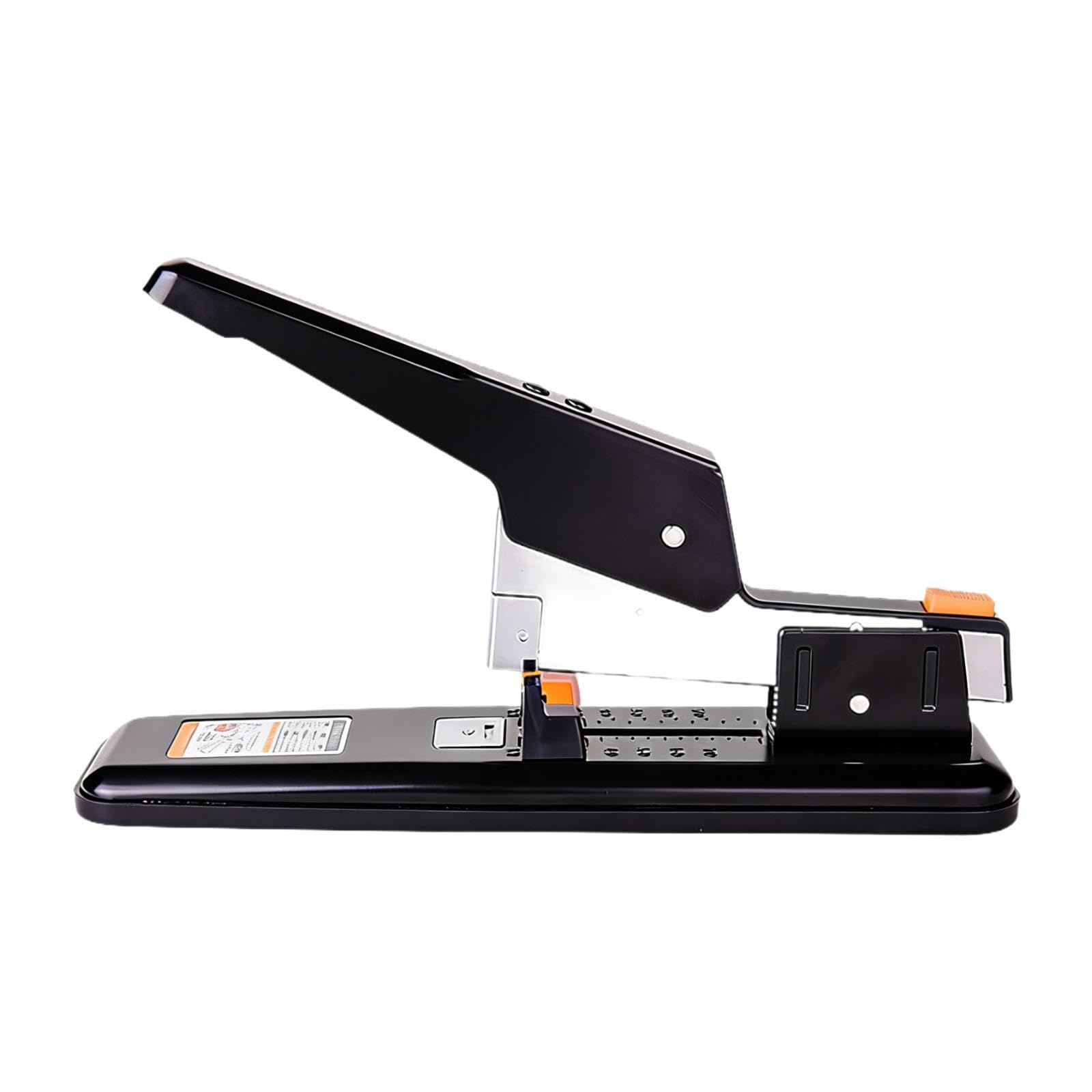 perfk Grapadora de escritorio de alta resistencia con mango cómodo, de metal, para uso doméstico, escolar y de oficina, capacidad para 100 hojas, Negro