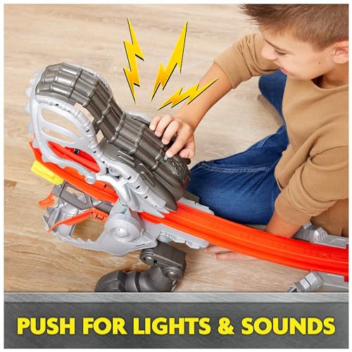 Image of Monster Jam ThunderROARus Drop Playset with Exclusive Monster Truck, Over 6 Feet Tall, Lights & Sounds, Kids Dinosaur Toys for Boys and Girls Ages 4 and Up