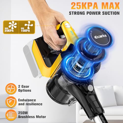 Image of Cordless Vacuum Cleaner Compatible with DeWALT 20v Battery(no Battery), 6 in 1 Lightweight Stick Vacuum with 2 Mode Suction, 250W Brushless Motor, Stick Cordless Vacuum Hardwood Floor Pet Hair
