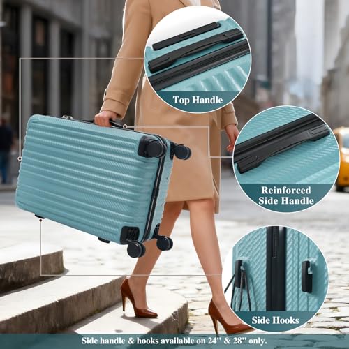 Image of Hardshell 6pcs Luggage, Lightweight Suitcase with Spinner Wheels, Ice blue