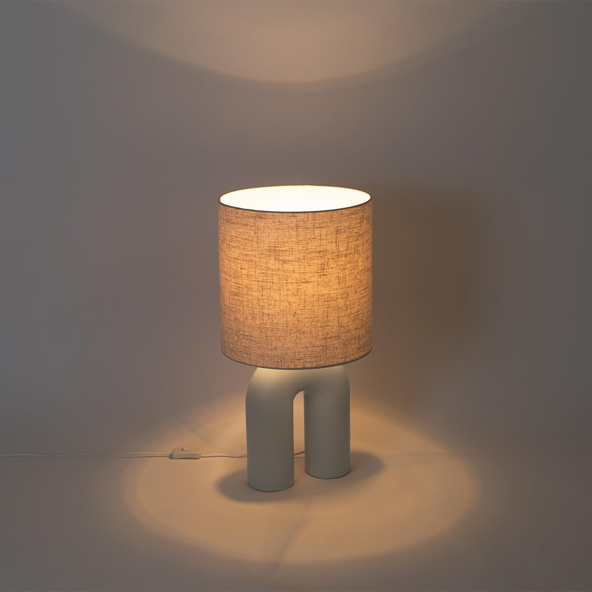 Qazqa Design Tischleuchte mit Schirm, Tischlampe - Lotti - Beige, max. 40W, Geeignet für LED, 59cm, Ideal als Flur, Küche lampe, Schlafzimmerlampe und Wohnzimmerlampe