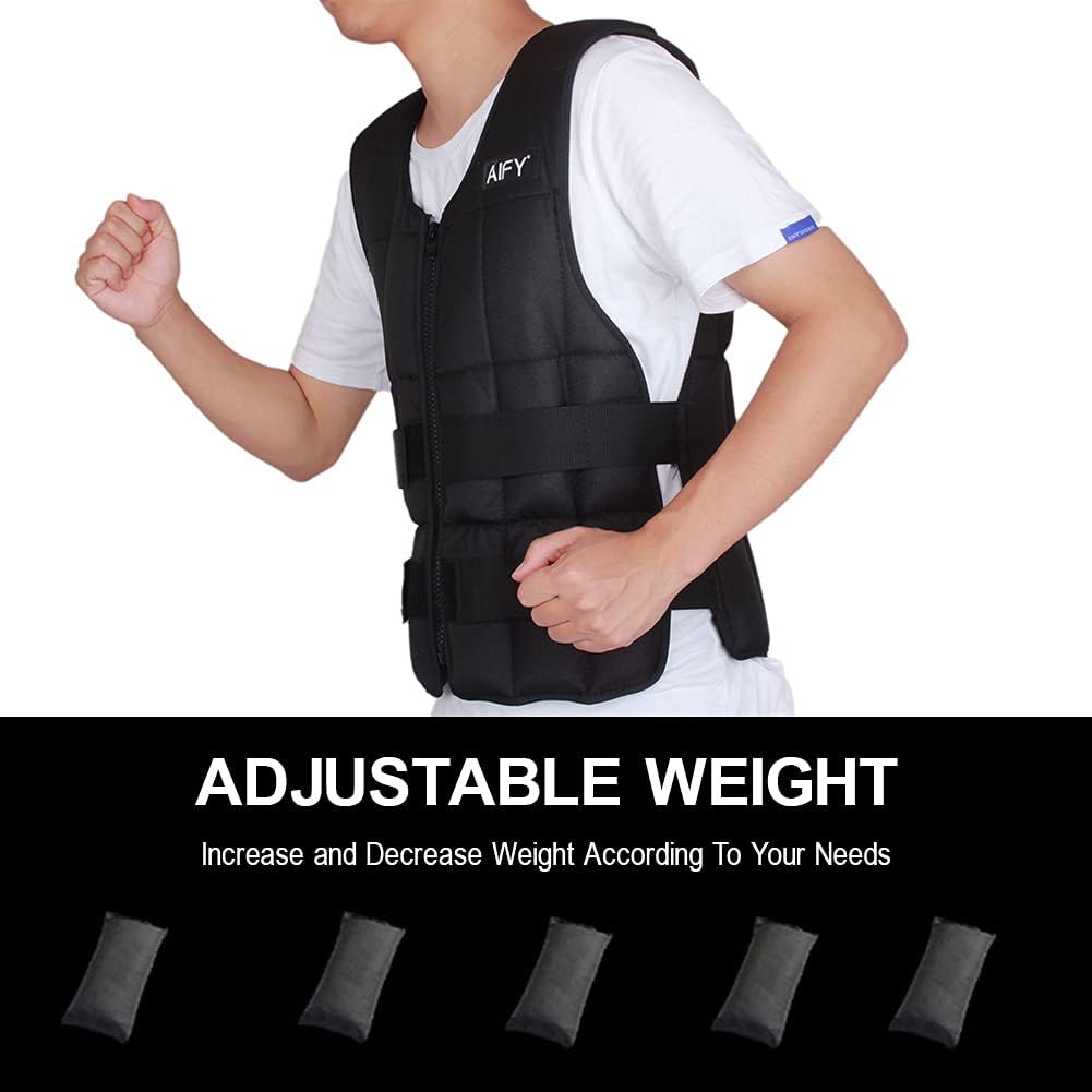 AIFY Weighted Vest, Adjustable Body Weight Vest Workout Vest for Men Women Training Fitness Walking Jogging Running Outdoor Exercise Vest One Size with Adjustable Strap Fits All, 33 Lbs, Black : Sports & Outdoors