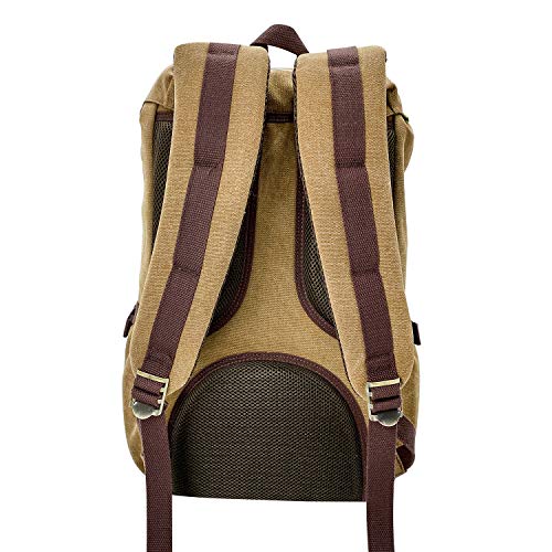 Travel Laptop Backpack, Outdoor Rucksack, School backpack Fits 15.6"(Canvas Brown) - Thumbnail 3