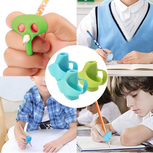 Image of Silicone Pencil Grips for Kids Handwriting | Pencil And Pen Grip Posture Correction Tool for Children (Pack of 3)