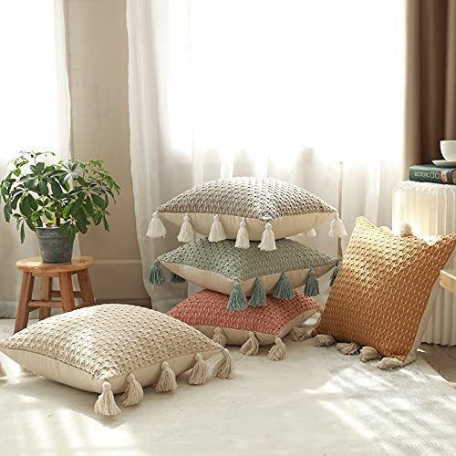 Mocofo Federa Per Cuscino Natalizia Con Nappe - 45x45 Cm, In Cotone, Stampa Verde. Aggiungi Un Tocco Di Stile Al Divano O All'Ufficio.