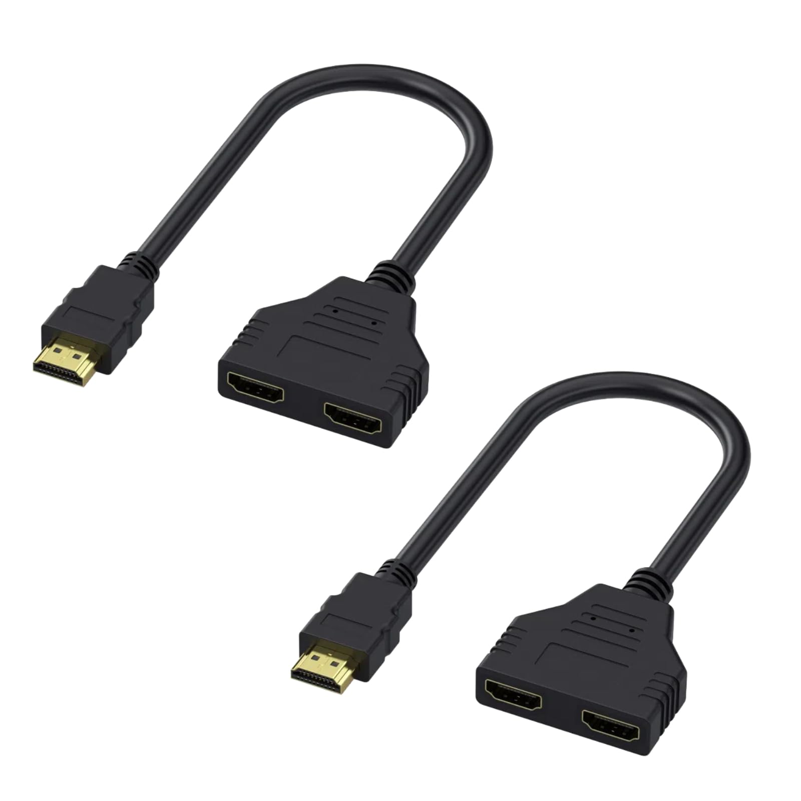 Mâle vers - Adattatore splitter HDMI per monitor, 2 in 1 out, doppio connettore HDMI 1080P, doppia uscita, 30 cm, cavo di collegamento per monitor HDTV, proiettore LCD