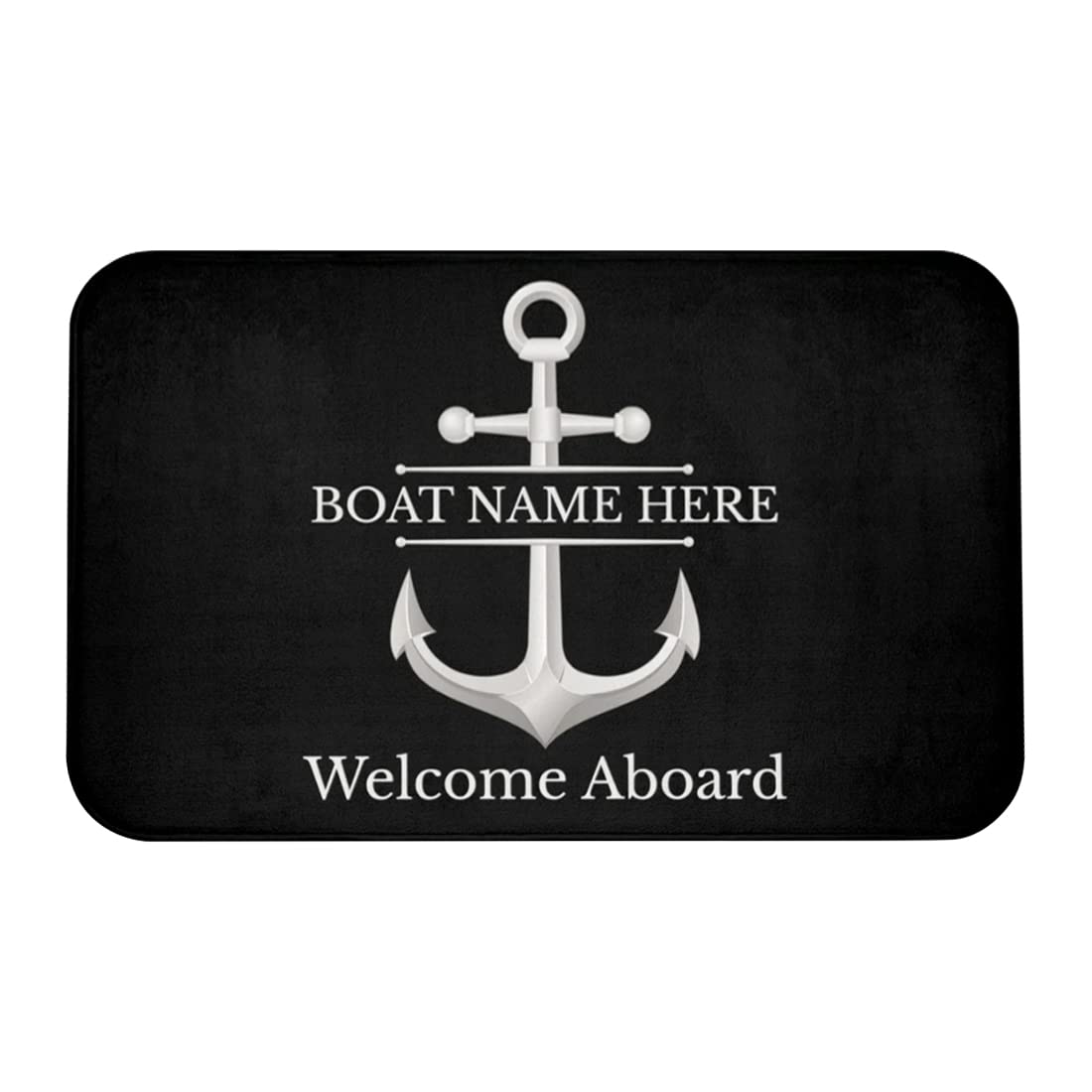 Amabery Personalized Nautical Theme Decorative Doormat, Anchor Boat Floor Mat, Custom Name Welcome Aboard Anchor Sailing Farmhouse Decor for Home