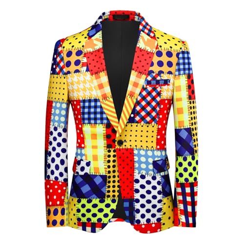 Mens Suit Jacket Floral Printed Two Button Casual Blazer Sports Coat X073