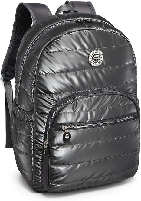 Mochila Feminina Kika, Escolar, Costas, Grande, Lona Metalizada, Juvenil