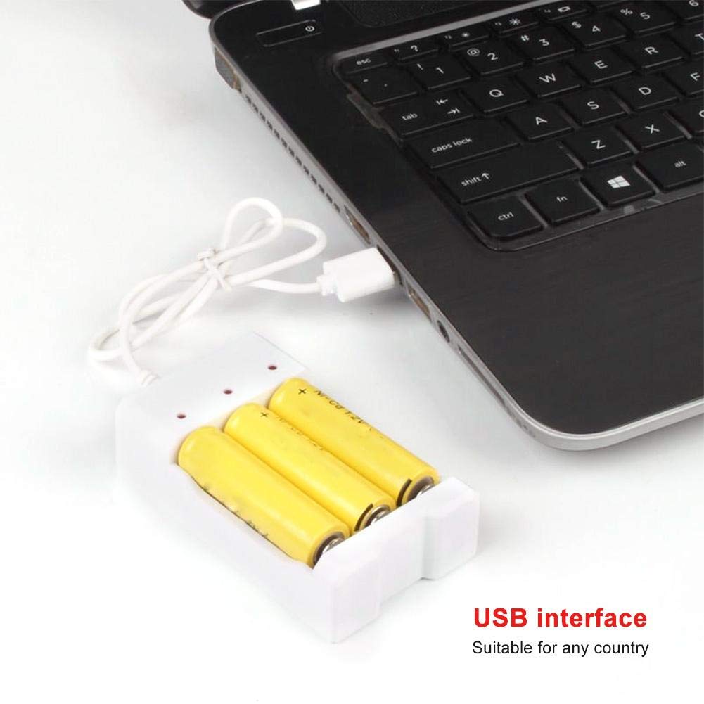 USB Charger Charging for AA/AAA Battery Rechargeable Batteries, High Temperature Resistance ABS Eco-Friendly Battery Charger with 3 Slot for Any Country